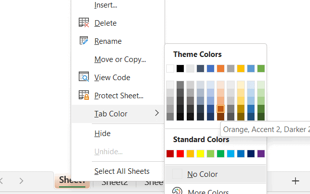 Cómo cambiar el color de la pestaña Hoja en Excel (pasos sencillos)