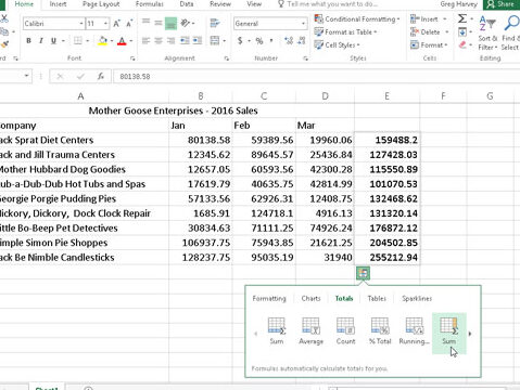 Cómo utilizar totales de análisis rápido en Excel 2016 - Para Dummies