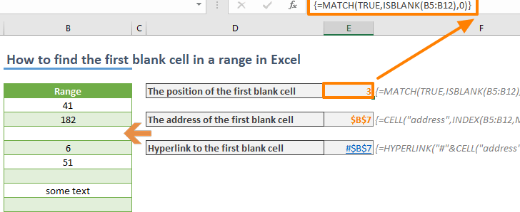 Cómo comprobar si la celda está vacía en Excel Cómo encontrar la primera celda en blanco de un rango en Excel
