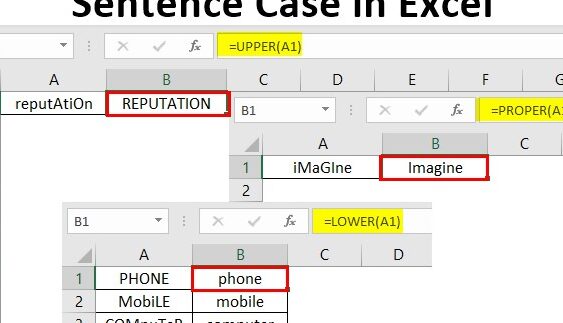 Caso de oración en Excel |