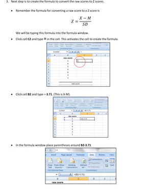 Uso de Excel para convertir puntuación bruta a puntuación z |