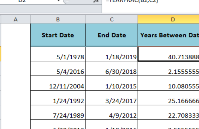 Fórmula Excel: Calcular años entre fechas - Excelchat