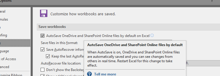 Deshabilitar el guardado automático de archivos de OneDrive y SharePoint Online de forma predeterminada...