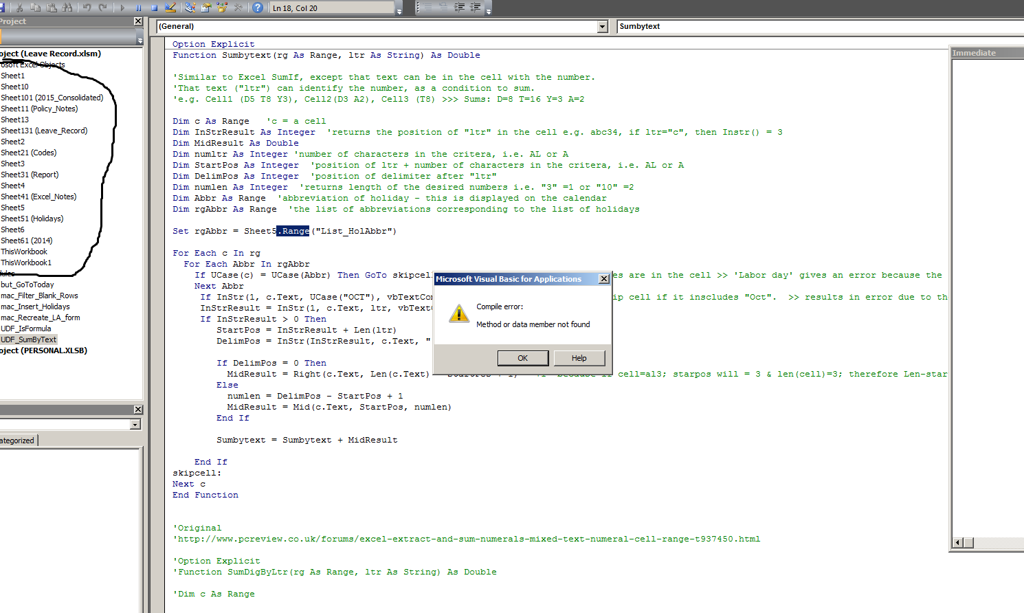 Excel crea hojas de trabajo inexistentes en VBA Project Explorer...