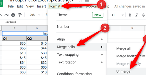 Cómo fusionar celdas en Google Sheets