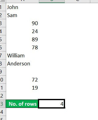 Conteo de filas en Excel |