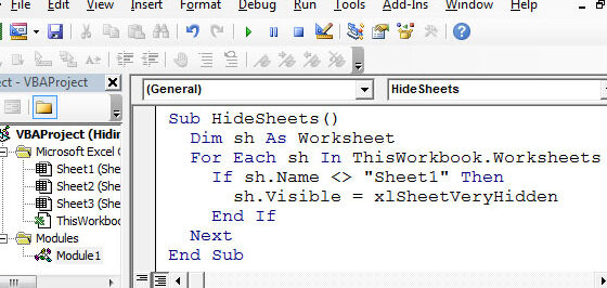 Cómo ocultar varias hojas usando VBA en Microsoft Excel 2010