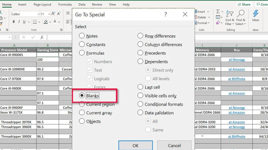 Cómo eliminar celdas en blanco en Excel/Google Sheets |