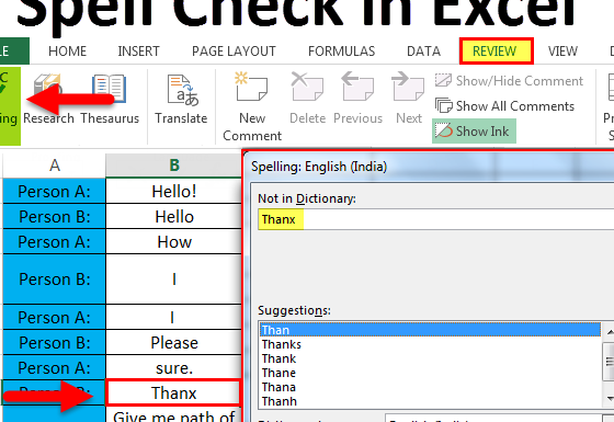 Revisión ortográfica en Excel |