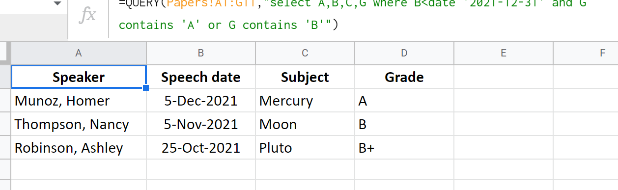 Cómo utilizar la función QUERY de Google Sheets: cláusulas estándar y un ...