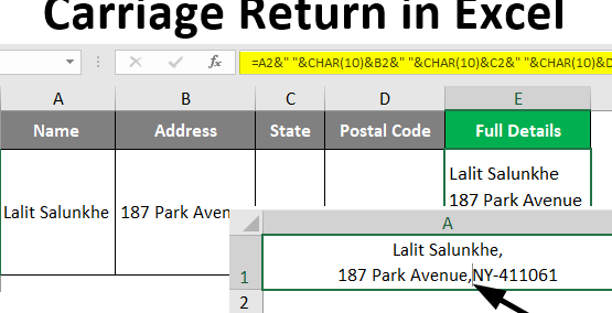 Retorno de carro en Excel |