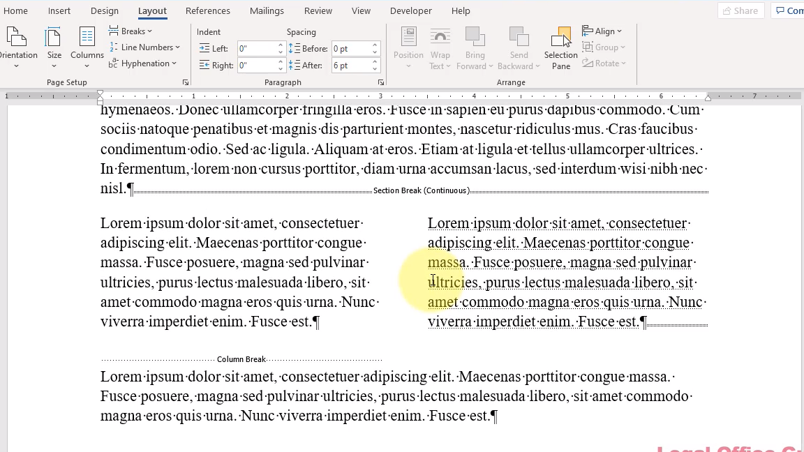 Uso y formato de columnas en Microsoft Word - Legal Office Guru