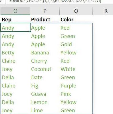 Excel: busque valores únicos en columnas no adyacentes ÚNICO de columnas no adyacentes - Consejos de Excel - MrExcel Publishing