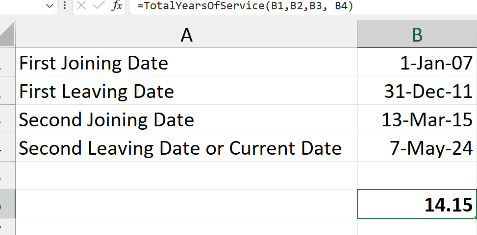 Cómo calcular años de servicio en Excel