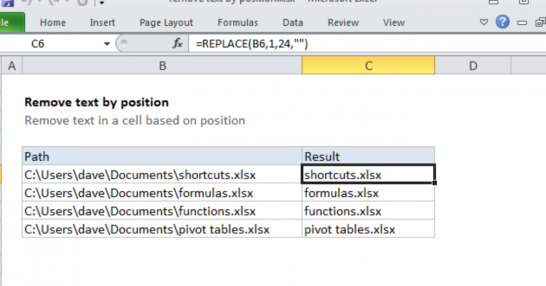 Eliminar texto por posición - Fórmula de Excel |