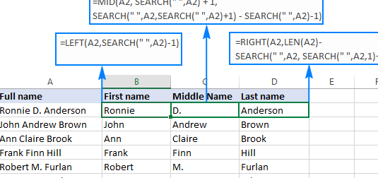 Excel: Cómo extraer el apellido del nombre completo Dividir nombres en Excel: separe el nombre y el apellido en diferentes...