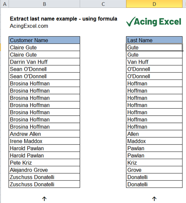 ¿Cómo extraer el apellido en Excel?