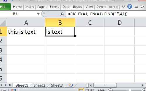 Fórmula para eliminar la primera o última palabra de una celda en Excel...