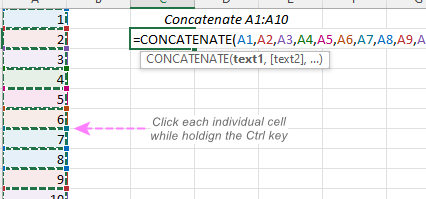 Función CONCATENAR de Excel para combinar cadenas, celdas y columnas