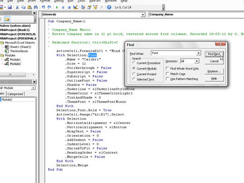 Cómo buscar y reemplazar código en una macro del Editor de Visual Basic - Para Dummies