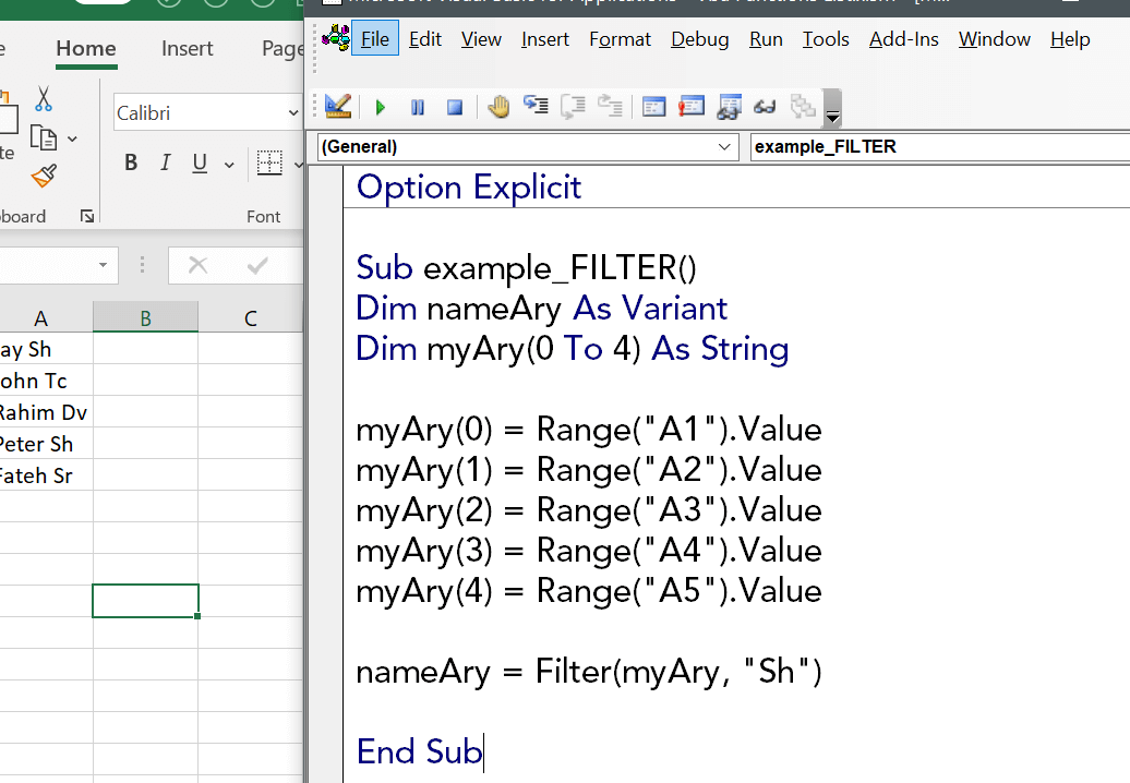 Función FILTRO VBA (Sintaxis + Ejemplo)