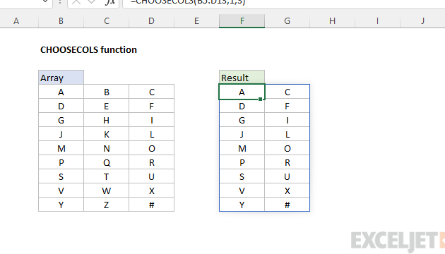 Función ELEGIR ESCECOS de Excel |