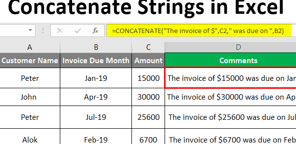Concatenar cadenas en Excel |