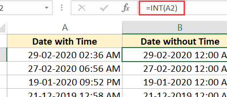 Cómo eliminar la hora de la fecha/marca de tiempo en Excel (4 formas sencillas)