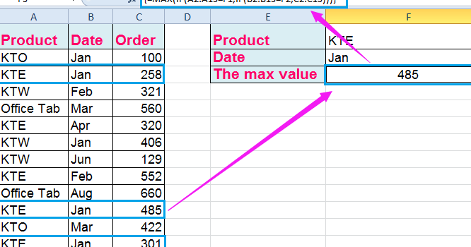 ¿Cómo encontrar el valor máximo o mínimo según los criterios en Excel?