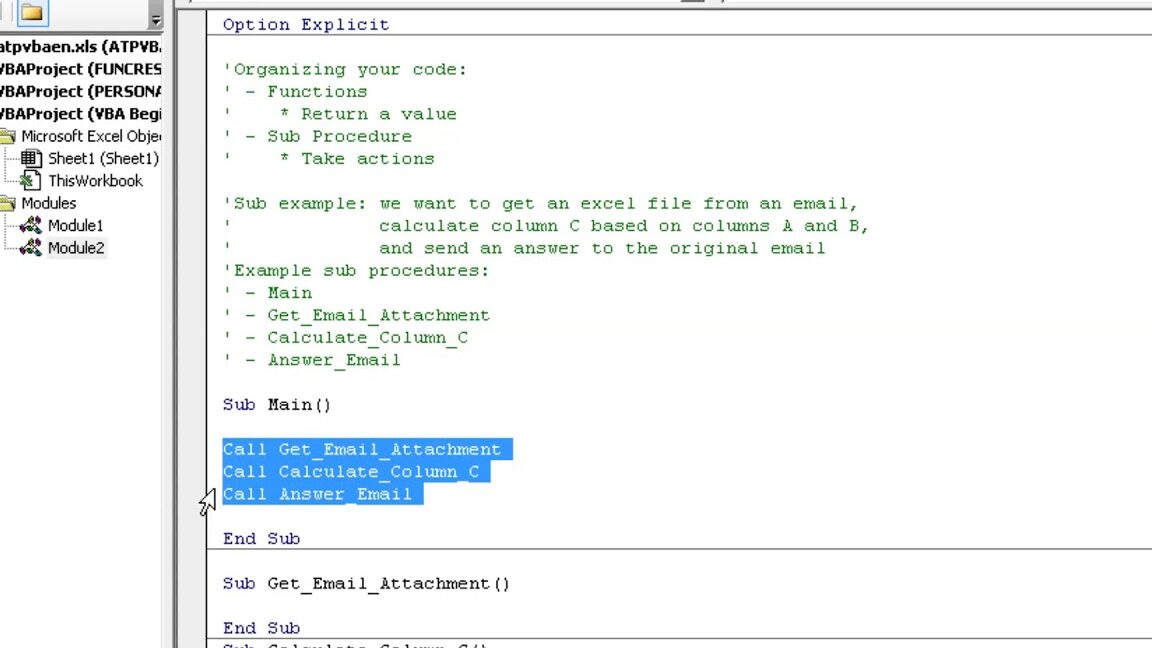 Principiante de VBA: funciones y subprocedimientos