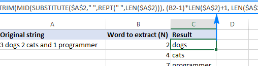Función MID de Excel: extrae texto del medio de una cadena