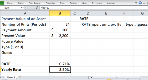 Función TASA - Calcular una tasa de interés en Excel - TeachExcel.com