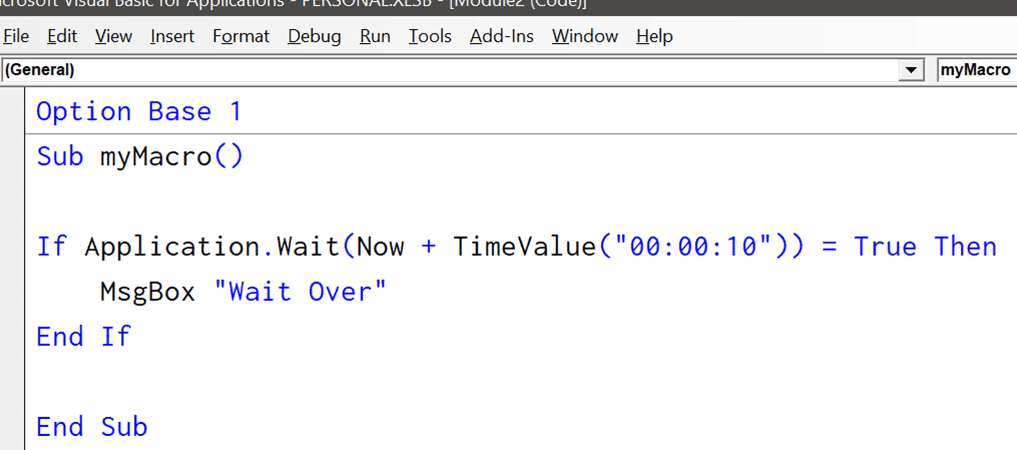 Función VBA TIMEVALUE (Sintaxis + Ejemplo) Comandos de espera y suspensión de VBA para pausar y retrasar