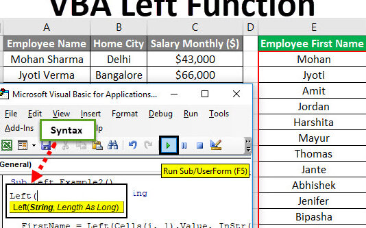 Función VBA TIR (Sintaxis + Ejemplo) Función izquierda de VBA |