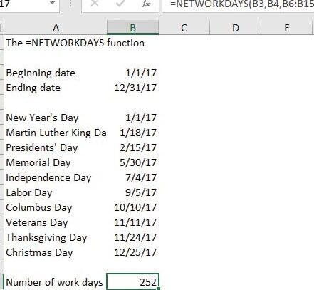 Microsoft Excel: utilice Excel para contar rápidamente los días laborables - Journal of...