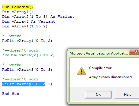 matrices - Redimificar el número variable de dimensiones en VBA programandonet.com